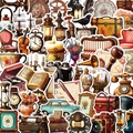 50pcs vintage aesthetic stickers for DIY laptops luggage and water bottles deco - Vintage Western Objects (PMS120)