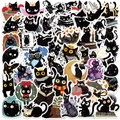 50 pieces waterproof black cat stickers for DIY luggage and skateboard decoration - Black Cat Sticker Set (SJS290) / 50 Sheets
