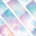 Minimalist gradient watercolor scrapbook paper cards with soft pastel nebula patterns - Light Color Gradient Simple Style