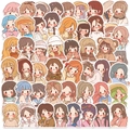50er-Set einzigartige Cartoon-Mädchen-Sticker für DIY-Handyhüllen und wasserfeste Tagebücher - Cartoon Mädchen Aufkleber Pack