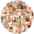 Kit di collage da parete estetico beige con stampe d'arte vintage e carte decorative - Adesivi Stile Ins Toni Caldi