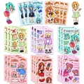 Set mit 8 süßen Anime-Mädchen-Aufklebern mit Wochenoutfits für DIY-Deko und Scrapbooking - Woche Mädchen Serie