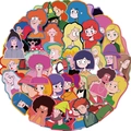 Set of 50 flat style cartoon girl stickers for suitcases and phone cases decoration - 50 Non-repeating Girl Styles (WES124)