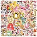 Set of 50 cute 3D cartoon animal alphabet and number waterproof stickers for DIY scrapbooks - Cartoon Animal Alphabet Number Combo (WES144)