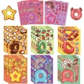 Set di adesivi colorati con ciambelle cartoon per premi bimbi e decorazione di caschi - 8 Fogli Per Borsa