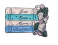 Enamel book pin with purple flowers and Just One More Chapter text for readers - Purple Flower Book Stack (xz2397)