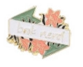 Cute enamel flower pin with orange floral design and white banner text for backpack accessory - Floral Banner Style (xz8661)