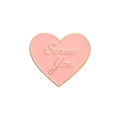 Pin de esmalte de corazón rosa con borde dorado y diseño de texto Screw You - Screw You (QHXZ2182)