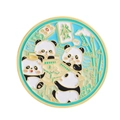 Panda playing mahjong enamel pin, round metal badge featuring funny cartoon pandas - Pandas Playing Mahjong (UVXZ128)