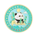 Cute panda enamel pin with bamboo design and moon background on round metal badge - Panda with Bamboo and Moon (UVXZ129)