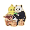 Cute panda enamel pin featuring a traditional herbal tea theme and golden metal finish - Panda with Herbal Tea (UVXZ131)