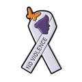 Spilla in smalto bianco con silhouette viola e testo No Violence per sensibilizzazione - Stile No Violence Bianco (QHXZ4522)