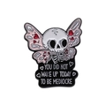 Spilla gotica in smalto con teschio, farfalla e frase motivazionale in lingua inglese - Stile Farfalla Teschio Ispiratore (QHXZ066)