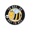 Funny cartoon bee enamel pin with To Bee or Not To Bee pun text on yellow circle - Bee Skull Slogan Style (qhxz2713)