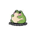 Spilla smaltata rana verde divertente con scritta Rootin' But Mostly Tootin' vivace - Stile Slogan Rana Chibi (QHXZ3300)