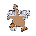Funny cartoon brown goose enamel pin featuring Silly Goose text for bags and clothes - Long Neck Silly Goose(qhxz3849)