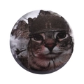 Chapa de hojalata del meme gato Floppa con casco militar para decoración creativa - Estilo Gato con Casco Militar (MXZ422)