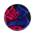 Chapa redonda de arte pop con gatos rosa y azul sobre base negra para ropa decor - Pop Art Dos Gatos (MXZ424)