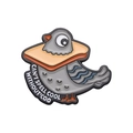 Funny cartoon pigeon enamel pin with bread toast head and coo text for backpack - Pigeon Bread Slogan Style (xz9785)