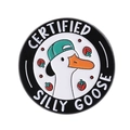 Funny Certified Silly Goose enamel pin with green cap and strawberry details - Baseball Cap Certified Goose(qhxz3968)