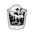 Spilla smaltata gothic punk con un teschio bianco che si scioglie in un bicchiere - Stile Teschio Che Si Scioglie nel Bicchiere (QHXZ5138)
