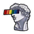 Vintage Michelangelo David sculpture enamel pin with creative rainbow eye visor detail - Rainbow Visor David Statue (QHXZ5168)