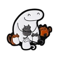 Minimalistische Emaille-Anstecknadel mit Cartoon-Figur, die vier bunte Katzen umarmt - Cartoon-Figur hält Katzen (QHXZ5176)