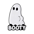 Épingle émaillée fantôme amusante avec motif lettrage booty noir et blanc - Style de Fantôme BOOTY (QHXZ5200)