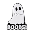 Pin's fantôme en émail avec texte BOOBS! noir et blanc, accessoire drôle d'Halloween - Style de Fantôme Boobs(QHXZ5201)