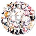 Künstlerische Mond- und Blumenaufkleber-Set für Scrapbooking und Handyhüllendeko - 50 Stk Gemischt