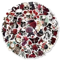 Set di 50 adesivi punk gotici con rose rosse teschi e orologi vintage per computer portatili - Stile Teschio Rosa Gotico Punk (PMS111)