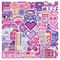 Set di 50 adesivi pixel art con design vaporwave per valigie e diari decorativi - 50 Fogli Pixel Art (WES025)