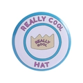 Distintivo rotondo in latta viola con icona a corona e scritta Really Cool Hat - Stile Corona Cappello Cool (MXZ408)