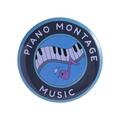 Spilla tonda in latta a tema pianoforte con nota viola carina e design a tastiera - Stile Musica per Pianoforte (MXZ409)