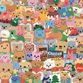 Set di adesivi carini in stile coreano con conigli e orsi per decoro fai da te - Collezione Animali Cartone Animato