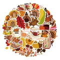 Set di adesivi per il Ringraziamento con tacchino, zucca e foglie di acero d'autunno - Giorno del Ringraziamento Foglia Autunno Tacchino Stile 1 (GT198)