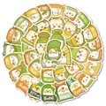 Lot de 50 autocollants de nourriture kawaii en PVC imperméable pour gourdes et valises - 50 Feuilles/Paquet (PMS155)