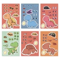 DIY cartoon dinosaur puzzle stickers for kids, 6 unique waterproof creative decal sheets - Cartoon Dinosaur Style 1