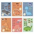 Detail of six cartoon dinosaur stickers with DIY make-a-face expressions and accessories - Cartoon Dinosaur Style 2