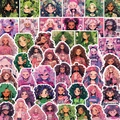 Lot de 50 stickers fille dopamine colorés pour déco DIY ordinateur et coque de téléphone - Série de Filles de Dessin Animé (PMS145)