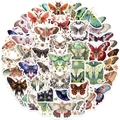 Set di 50 adesivi colorati con farfalle e falene vintage per laptop e skateboard decor - Tema Farfalla e Falena (PMS045)