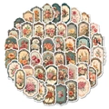 50 pieces of vintage floral stamp stickers for scrapbooking and DIY journal decoration - Vintage American Floral Style