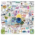 Set di 100 adesivi di biologia scientifica con microscopi DNA e attrezzature da laboratorio - Serie di Esperimenti Scientifici (UU075UU076)