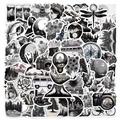 Lot de 60 autocollants nature vintage noir et blanc pour ordinateur et guitare étanches - Style d'Illustration en Noir et Blanc