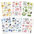 Set van 6 waterdichte stickers in zoutstijl voor doe-het-zelf laptops en kofferdecoratie - Zoutserie Handgetekende Illustratiestijl