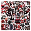 Set di 50 adesivi horror gotici con teschi, demoni e disegni punk in rosso e nero - Orrore Gotico