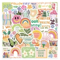 50 tlg. dänische Pastell-Sticker mit Blumen- und Schmetterlingsmotiven für DIY-Dekorationen - 50 Blatt