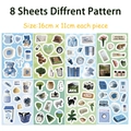 8er Set wasserfeste koreanische Retro-Aufkleber für DIY-Planer und Kofferdekorationen - Stil 1 (SJS215)