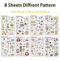 Set of 8 cute bear and cat DIY cartoon stickers for scrapbooks and journals 16x11cm - Multicolor Pattern (Default)