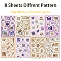 8er-Set Vintage Korea Sticker für DIY Koffer und Planer Deko wasserfest 16x11cm - Stil 2 (SJS216)